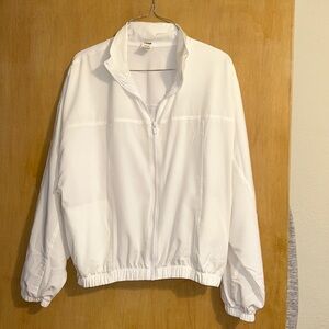 PINK Victoria's Secret White Spring Athletic Windbreaker Full Zip Pockets Jacket